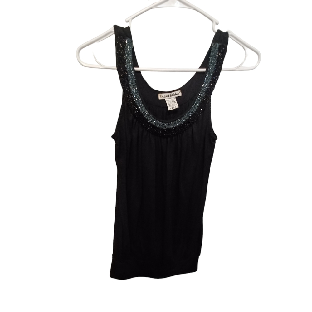 Rachael and chloe black beaded tank top blouse size small